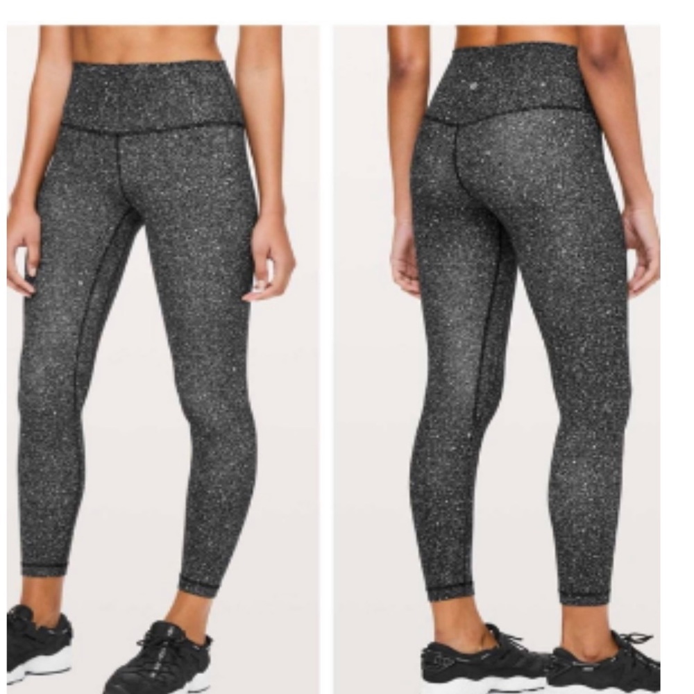 Lululemon black/white speckled leggings. 28 inch length.